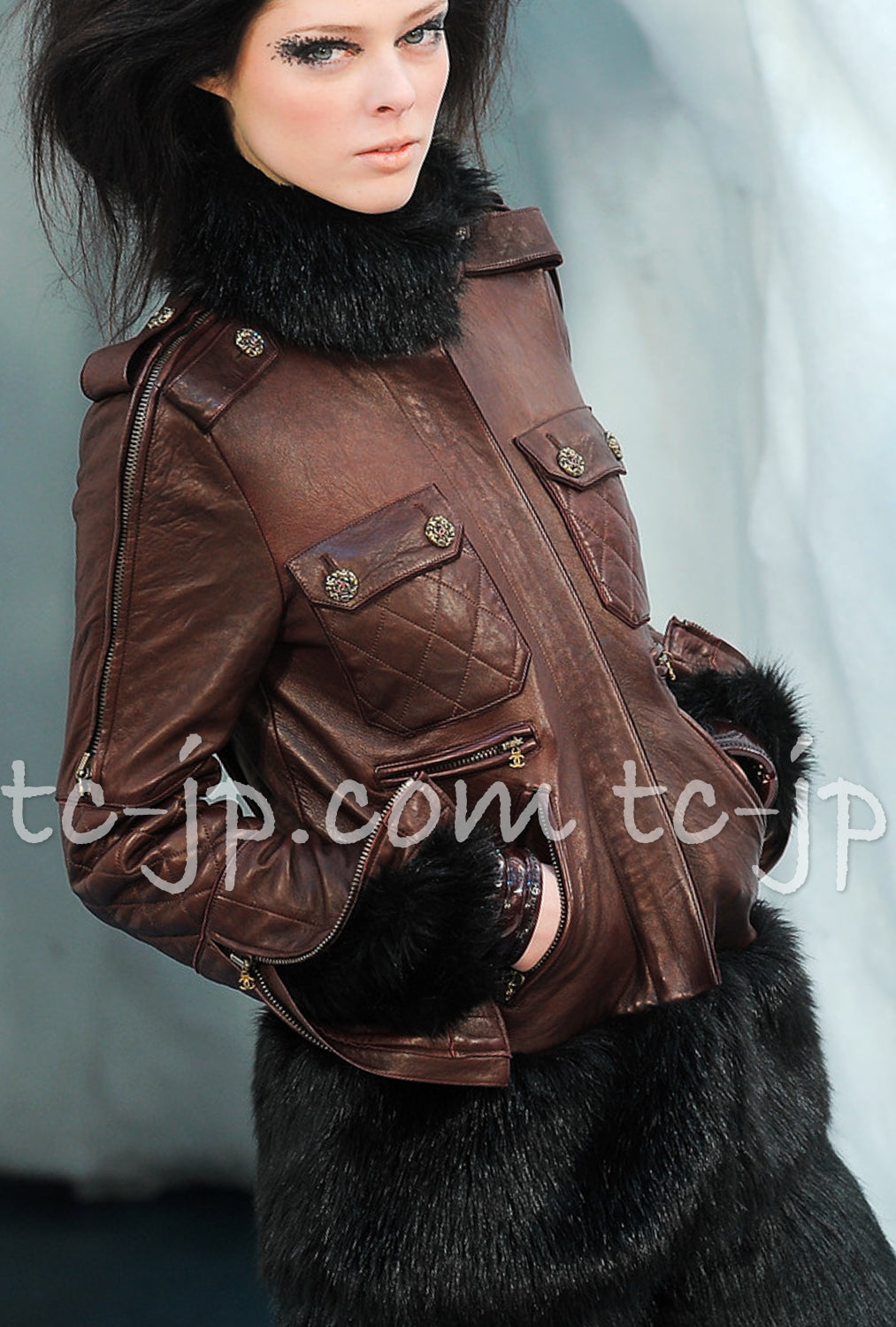 CHANEL 10A Brown Leather Jacket Coat Skirt 38 シャネル 訳あり！ブラウン・レザー・ジャケット・スカート  即発