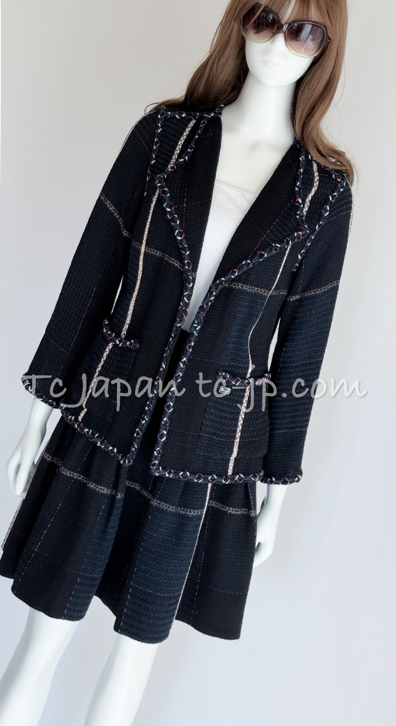 CHANEL 07C Navy Cotton Wool Jacket Skirt 36 38 40 シャネル ネイビー・コットン・ウール・ジャケット・スカート 即発
