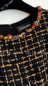 CHANEL 11C Black Brown Gold Beaded Braided Trim Jacket Dress 36 シャネル ブラック・ブラウン・ゴールド・ビーズ・ブレイドトリム・ジャケット・ワンピース 即発
