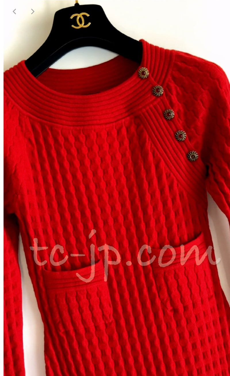 CHANEL 10PF Shanghai Dress Red Black 36 シャネル レッド ブラック・ストレッチ・ニット・ワンピース 即発 - TC JAPAN