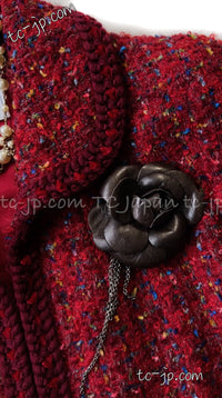 CHANEL 90A Vintage Red Wool Mohair Gold Button Jacket Skirt Suit 38 シャネル・ヴィンテージ・レッド・ウール・モヘア・ゴールドボタン・ジャケット・スカートスーツ 即発