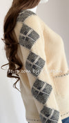 CHANEL 02A Black Grey ivory Creme wool Cardigan 38 シャネル  ブラック・グレー・アイボリークリーム・ウール カーディガン 即発