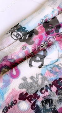 CHANEL 07C Silk Shiffon 100 % CC Logo Graffiti Blouse Tops 40 シャネル カイリー・ミノーグ着・グラフィティ・シルクシフォン・ブラウス・トップス 即発 - TC JAPAN
