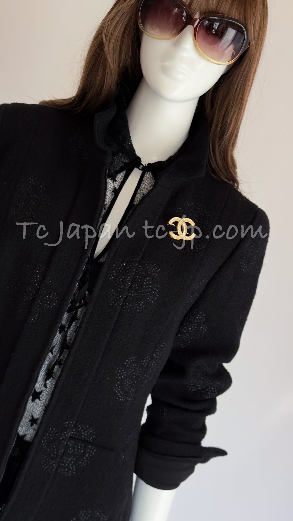 シャネル ブラウス トップス CHANEL ブラック 星柄 半袖 04PF シャネル ブラウス トップス CHANEL ブラック 星柄 半袖 04PF