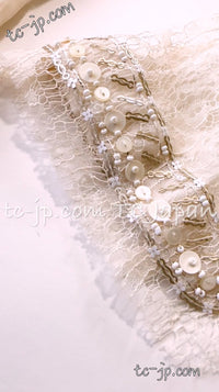 CHANEL 03S Ivory Neutral Lace Sequins Beads Cardigan Jacket 34 シャネル アイボリーヌード・レース・スパンコール・ビーズ・ カーディガン・ジャケット 即発