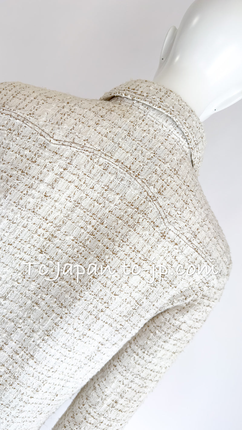 CHANEL 01S Ecru Ivory Shirts Cardigan Jacket 36 38 シャネル エクリュ・アイボリー・シャツ・カーディガンジャケット 即発