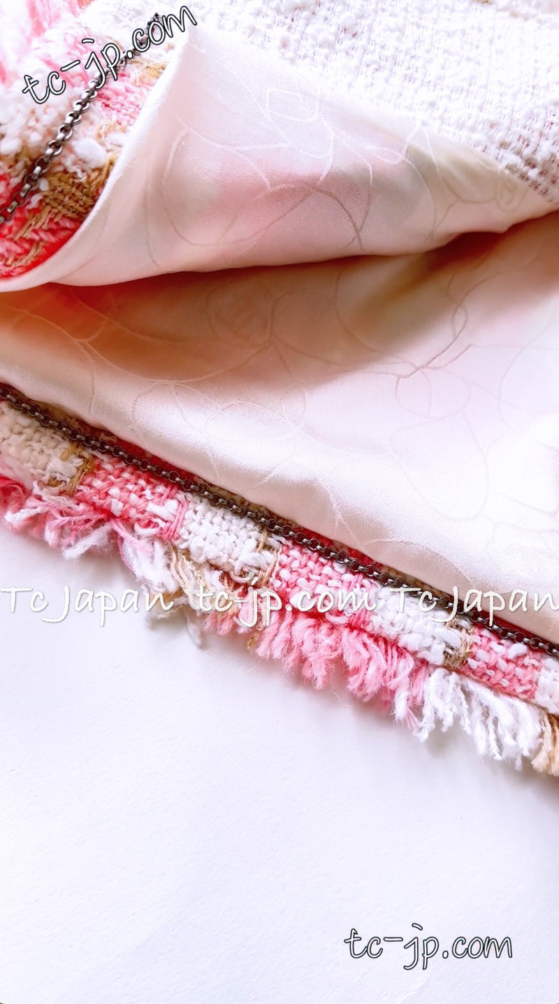 CHANEL 04C Pink White Tweed Fringe Jacket 36 38 40 42 44 シャネル ピンク・ホワイト・ツイード・フリンジ・ジャケット 即発