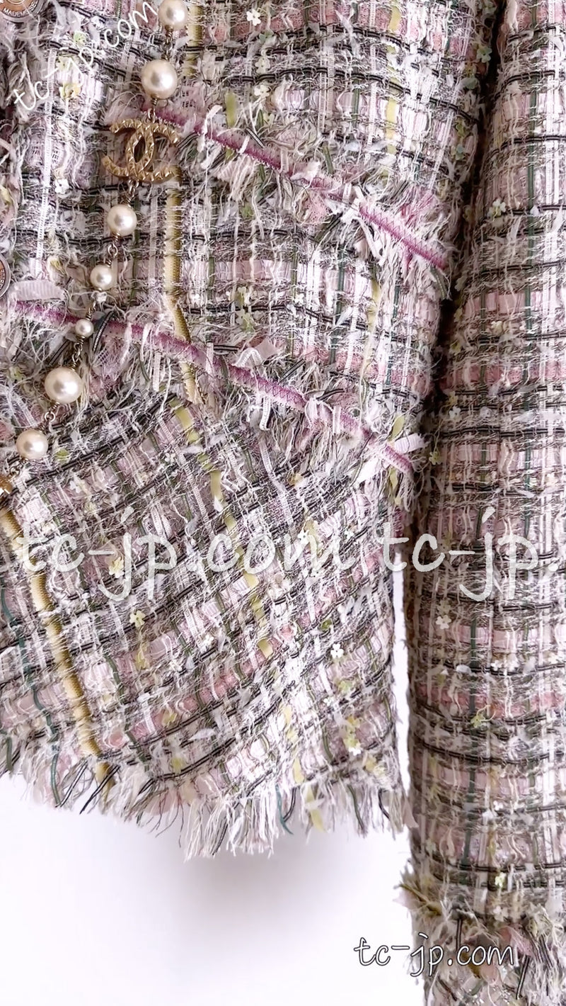 CHANEL 05S Pink Pastel Lesage Tweed Jacket Skirt Suit 36 38 40 シャネル ピンク パステル ルサージュ ツイード ジャケット スカート スーツ 即発