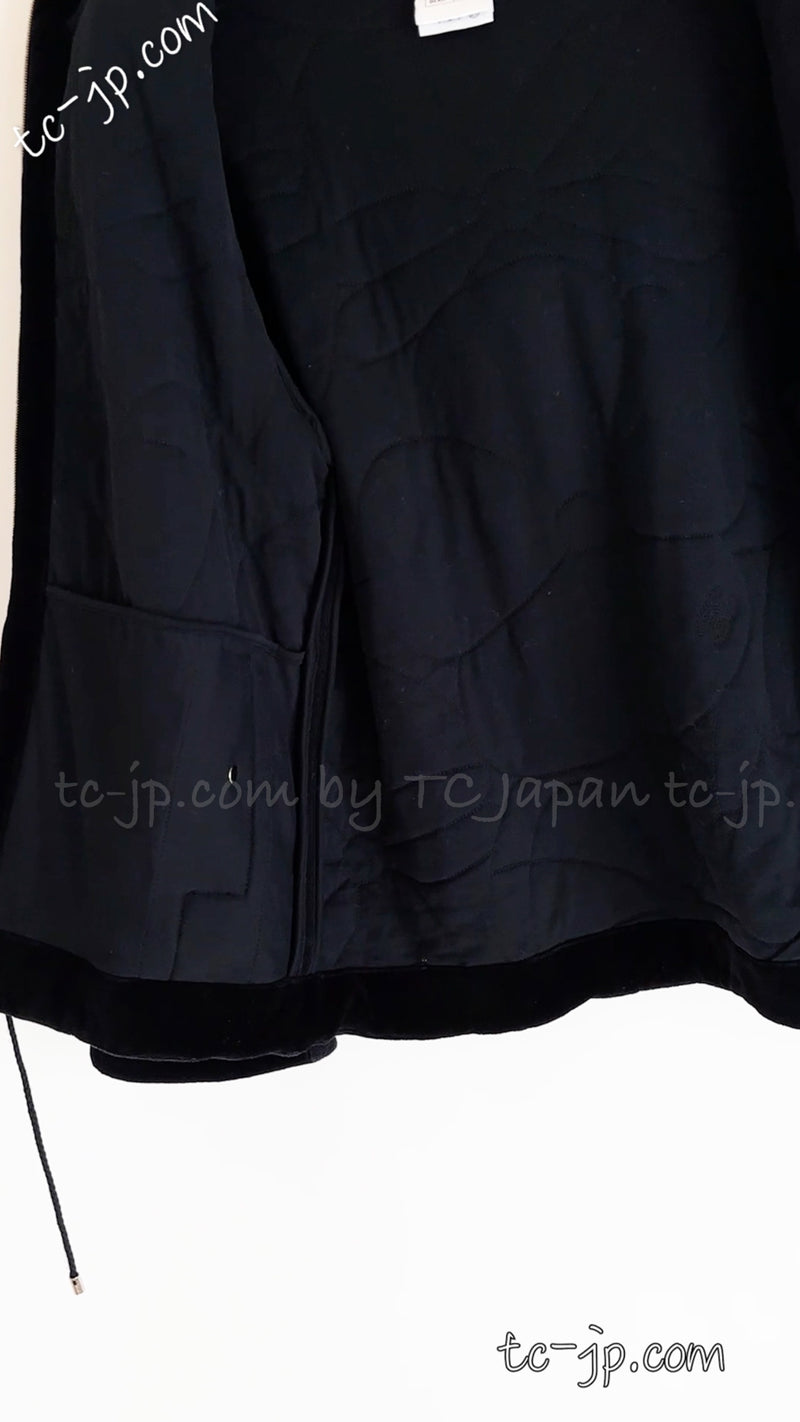 CHANEL 15B Black CC Logo Zip Hoodie Tops 36 38 40 シャネル ブラック・CCロゴ・パイルジップ・パーカー