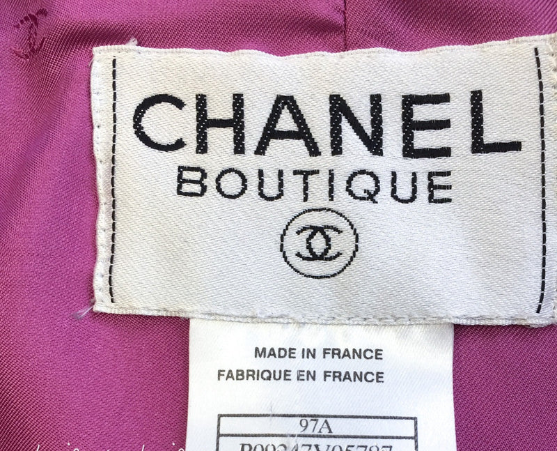 CHANEL 97A Pink Light Blue Tweed BOUCLE Jacket 34 シャネル ピンク・ライトブルー・ツイード・ブークレ ジャケット 即発