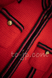 CHANEL 09PF $6K Red Moscow Wool Jacket Suit 38 シャネル レッド・ロマノフ・ツイード・ジャケット