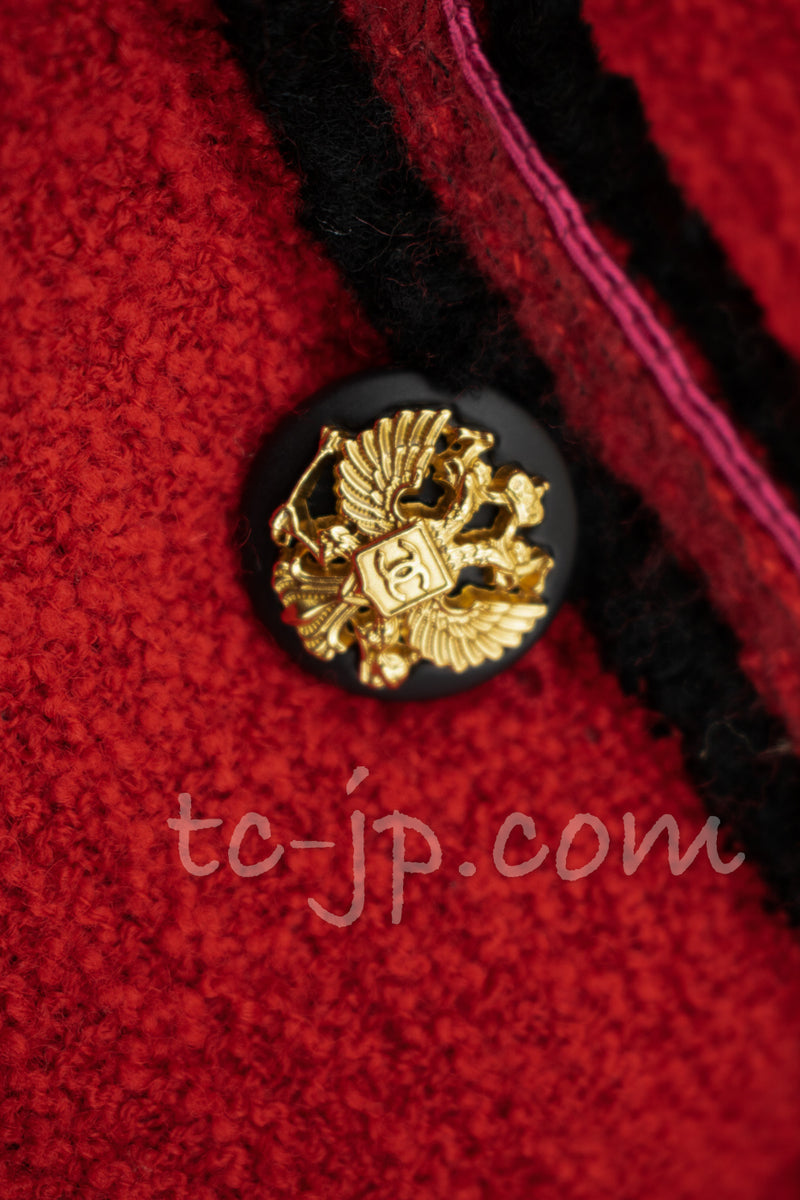 CHANEL 09PF $6K Red Moscow Wool Jacket Suit 38 シャネル レッド・ロマノフ・ツイード・ジャケット