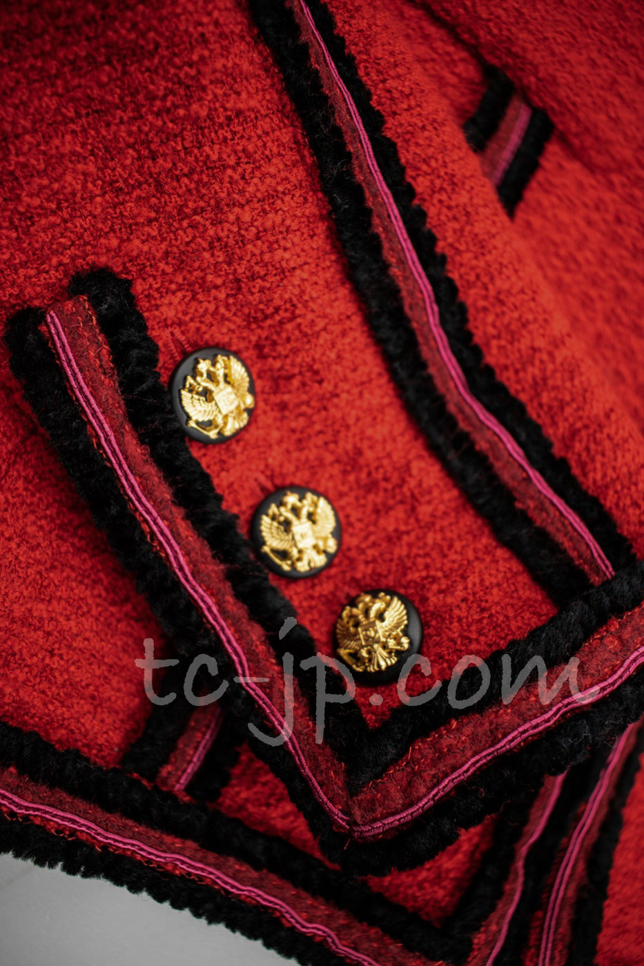 CHANEL 09PF $6K Red Moscow Wool Jacket Suit 38 シャネル レッド・ロマノフ・ツイード・ジャケット