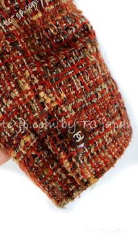 CHANEL 98A Brown Orange Tweed Jacket 42 シャネル ブラウン・オレンジ・ツイード・ジャケット