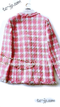 CHANEL 04C Pink White Tweed Fringe Jacket 36 38 40 42 44 シャネル ピンク・ホワイト・ツイード・フリンジ・ジャケット 即発