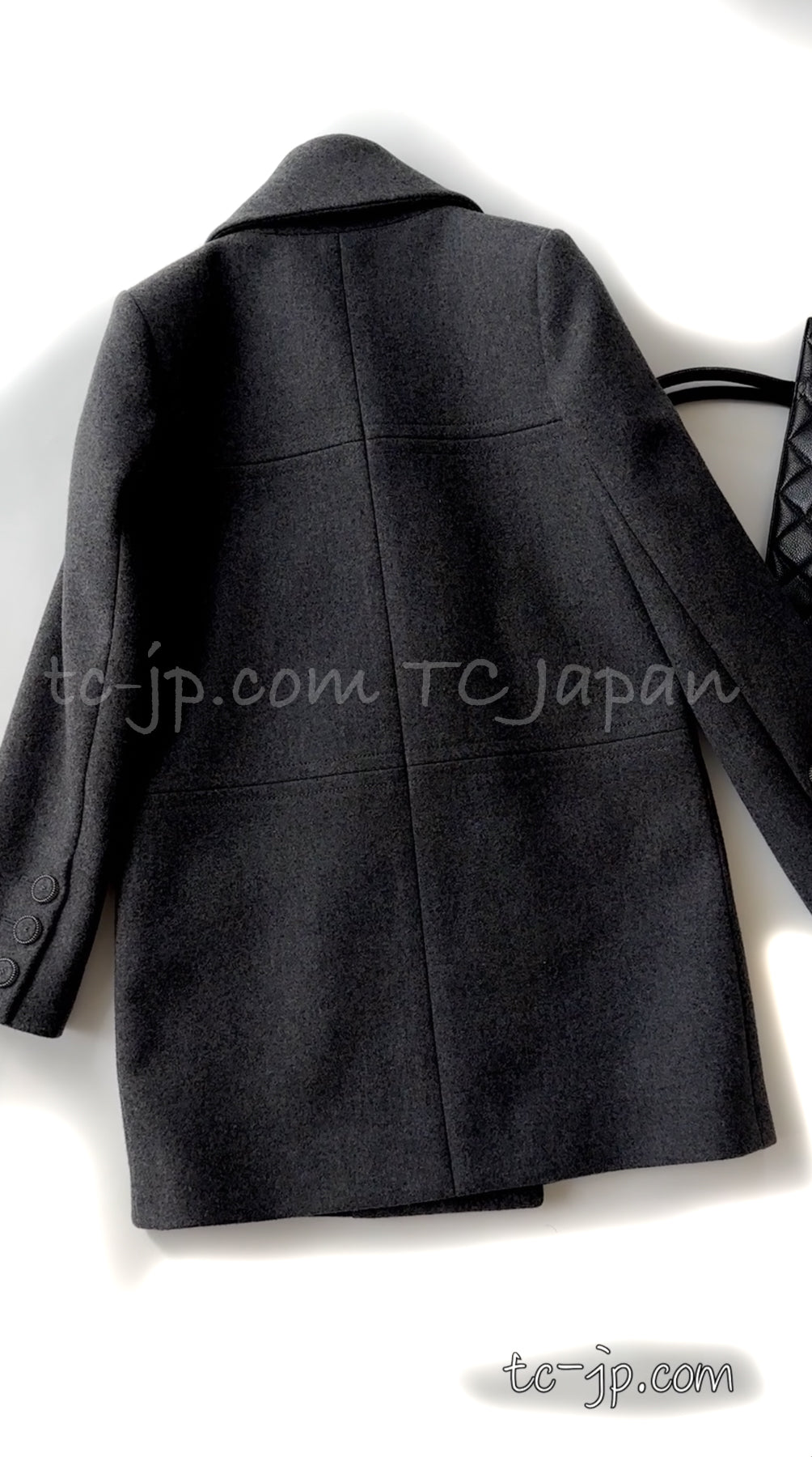 CHANEL 16A Gray Wool Double Coat 34  シャネル グレー・メルトン ウール・ダブル・コート 即発