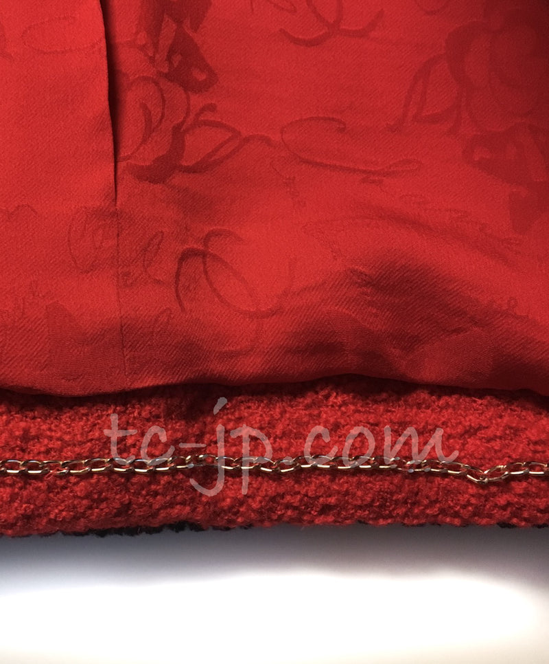 CHANEL 09PF $6K Red Moscow Wool Jacket Suit 38 シャネル レッド・ロマノフ・ツイード・ジャケット