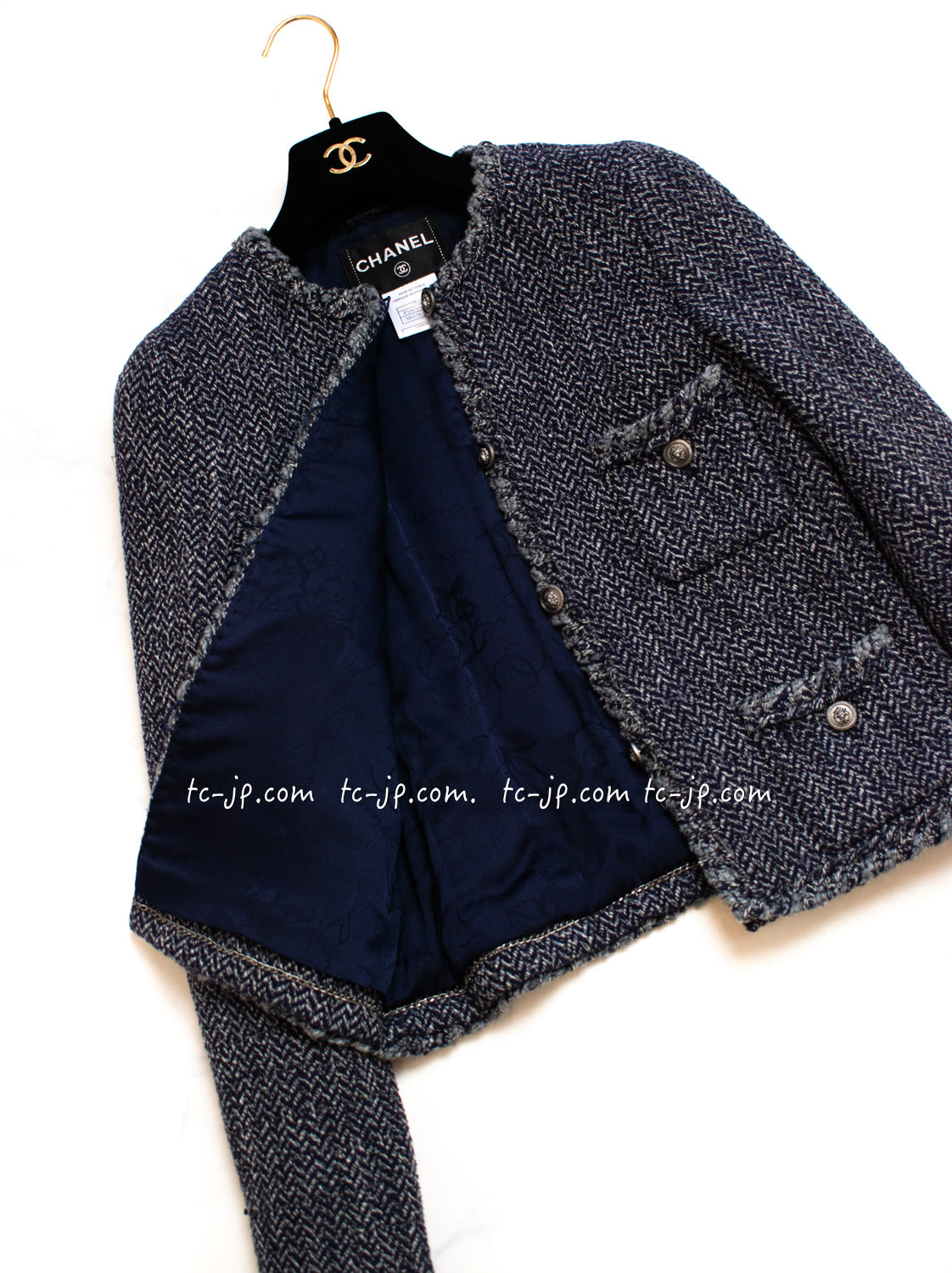 CHANEL 08A Red Grey Wool Tweed Jacket Skirt Suit 36 シャネル レッド・グレー・ウール・ツイード・ジャケット・スカート スーツ