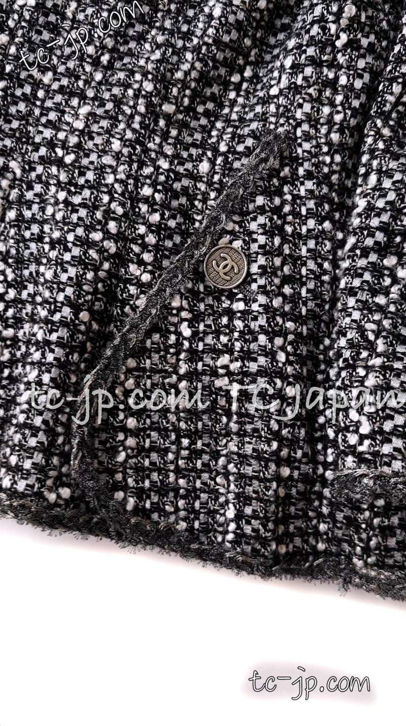 CHANEL 06S Grey Silver Metallic trim Jacket 44 46 シャネル グレー・シルバー・メタリック トリム・ジャケット