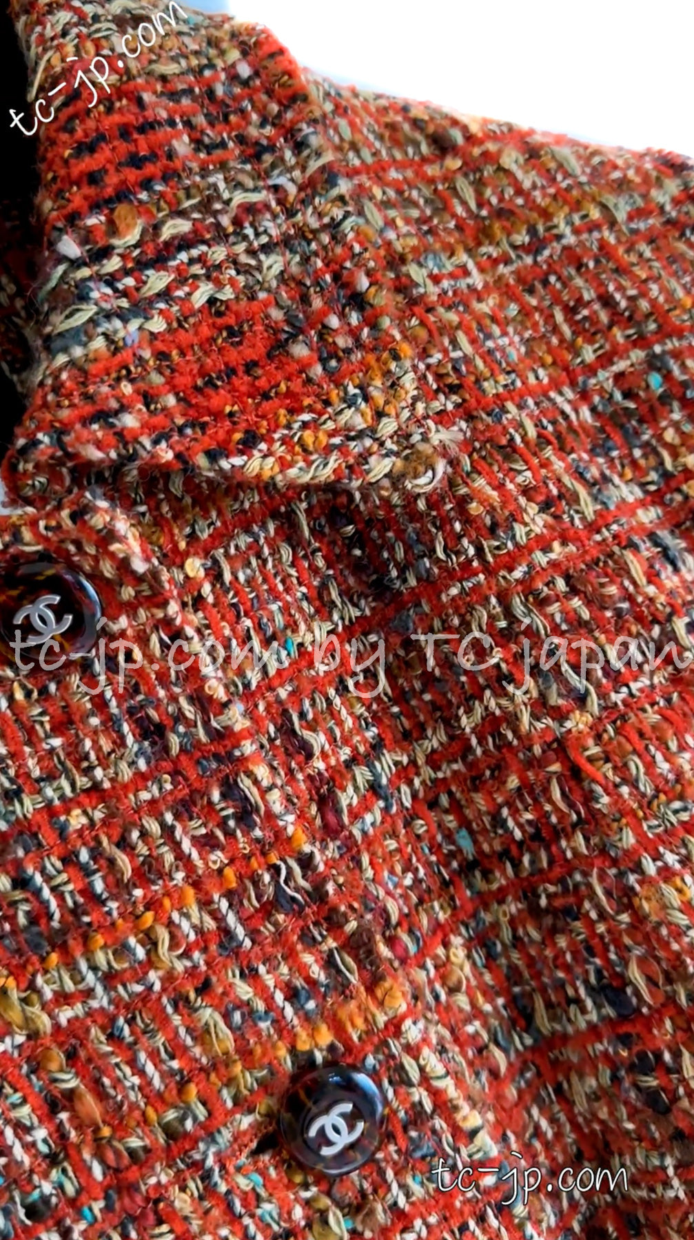 CHANEL 98A Brown Orange Tweed Jacket 42 シャネル ブラウン・オレンジ・ツイード・ジャケット