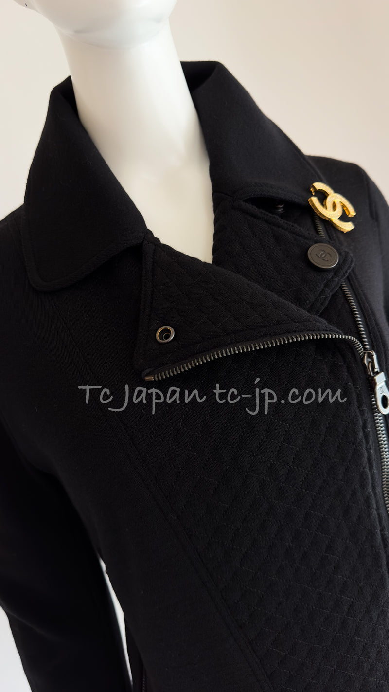 CHANEL 10S Black Riders Zipper Knit Wool Jacket 38 シャネル ブラック・ライダース・ジッパー・ニット・ウール・ジャケット 即発