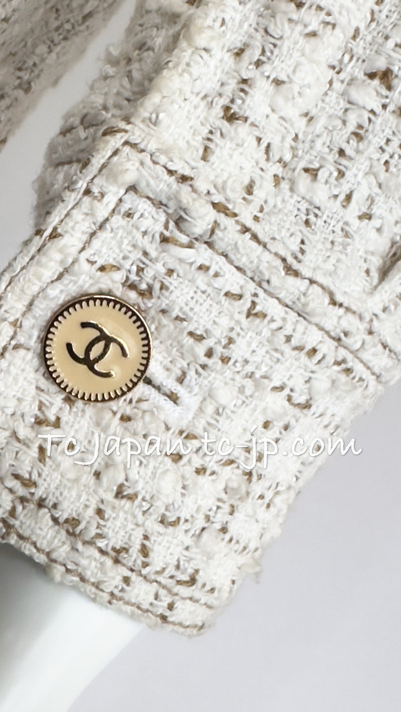 CHANEL 01S Ecru Ivory Shirts Cardigan Jacket 36 38 シャネル エクリュ・アイボリー・シャツ・カーディガンジャケット 即発