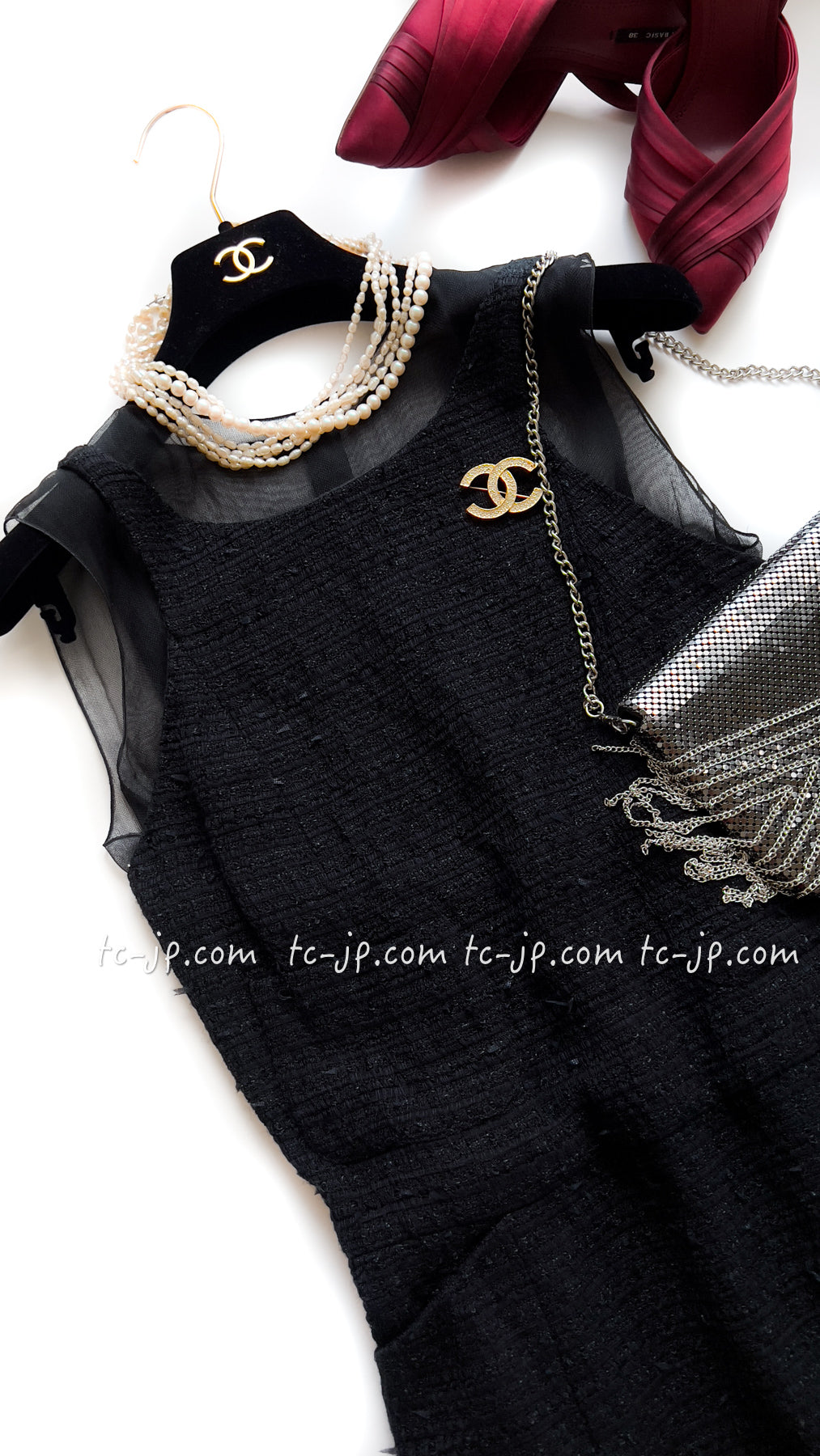 CHANEL 06S Black Sheer Sleeveless Dress 36 シャネル 冠婚葬祭ブラック・オーガンジー・ワンピース 即発