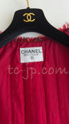 CHANEL 90A Vintage Red Wool Mohair Gold Button Jacket Coat 40 42 シャネル ・ヴィンテージ・レッド・ウール・モヘア・ゴールド・ボタン・ジャケット・コート 即発