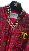CHANEL 90A Vintage Red Wool Mohair Gold Button Jacket Coat 40 42 シャネル  ヴィンテージ レッド ウール モヘア ゴールド CCロゴボタン ジャケット コート 即発