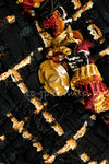 CHANEL 11C Black Brown Gold Beaded Braided Trim Jacket Dress 36 シャネル ブラック・ブラウン・ゴールド・ビーズ・ブレイドトリム・ジャケット・ワンピース 即発