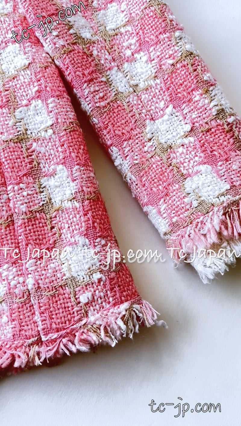 CHANEL 04C Pink White Tweed Fringe Jacket 36 38 40 42 44 シャネル ピンク・ホワイト・ツイード・フリンジ・ジャケット 即発