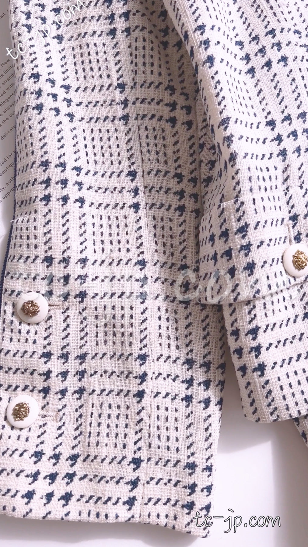 シャネル スーツ CHANEL ヴィンテージ ホワイト ネイビー シルク