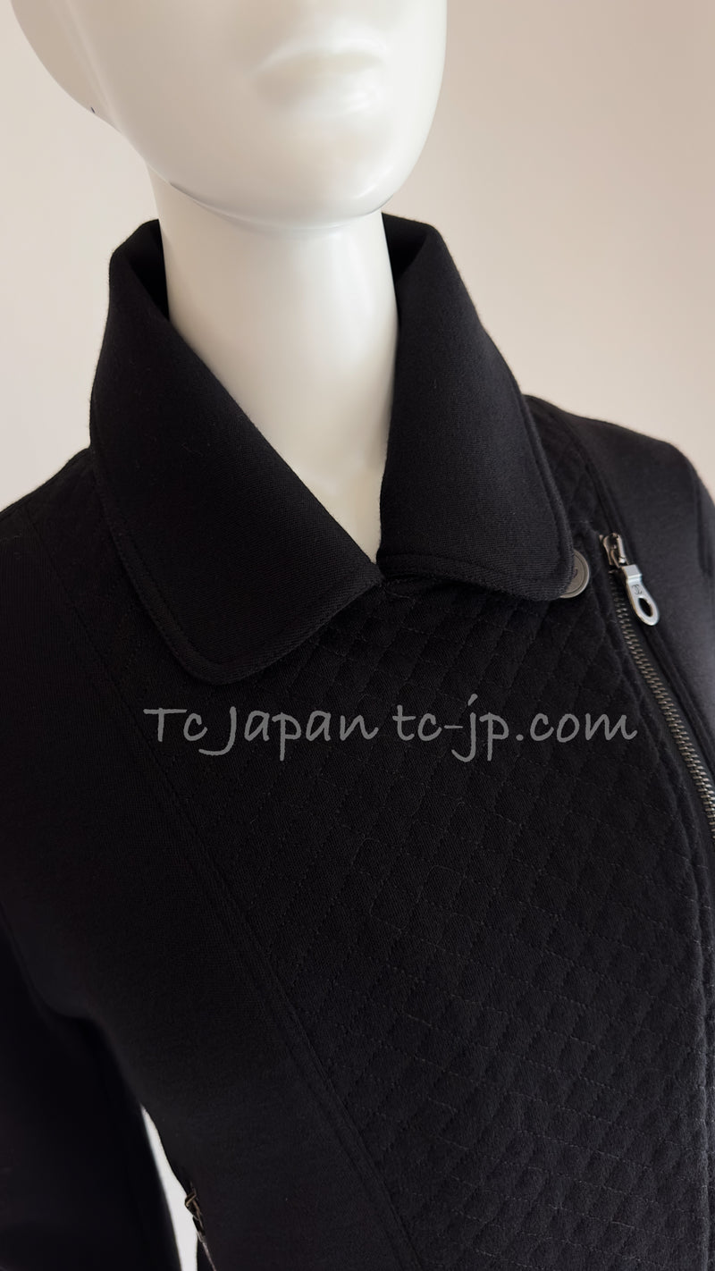 CHANEL 10S Black Riders Zipper Knit Wool Jacket 38 シャネル ブラック・ライダース・ジッパー・ニット・ウール・ジャケット 即発