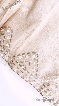 CHANEL 03S Ivory Neutral Lace Sequins Beads Cardigan Jacket 34 シャネル アイボリーヌード・レース・スパンコール・ビーズ・ カーディガン・ジャケット 即発