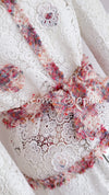 CHANEL 04S White Multicolor Camellia Cardigan Jacket Skirt Setup 36 シャネル ホワイト・マルチカラー・カメリア・カーディガン・スカート 即発