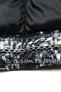 CHANEL 13A Black Nylon Zipper Tweed Print Pattern Jacket 42 シャネル ツイード柄・プリント・ジッパー・ジャケット 即発