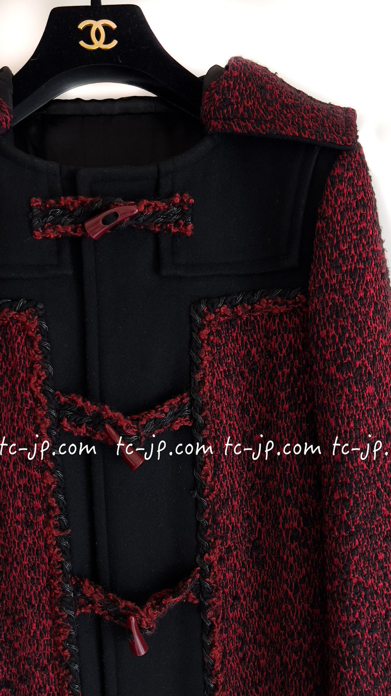 CHANEL 11A Black Red Wool Duffle Coat 38 シャネル ブラック・レッド・ウール・ダッフルコート 即発