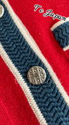 CHANEL 13C Red Blue Knit Cashmere Cardigan 34 シャネル レッド・ブルー・カシミア・ニット・カーディガン 即発