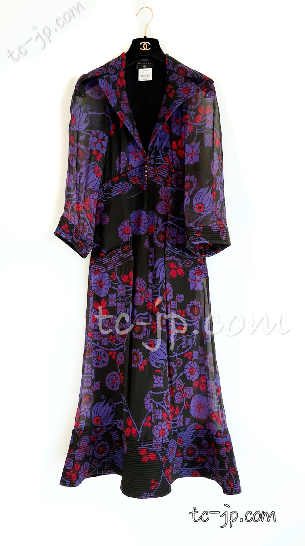 CHANEL 10PF Purple Silk Maxi Long Dress 38 シャネル パープル・シルク・マキシ・ロングドレス ワンピース即発