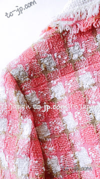 CHANEL 04C Pink White Tweed Fringe Jacket 36 38 40 42 44 シャネル ピンク・ホワイト・ツイード・フリンジ・ジャケット 即発