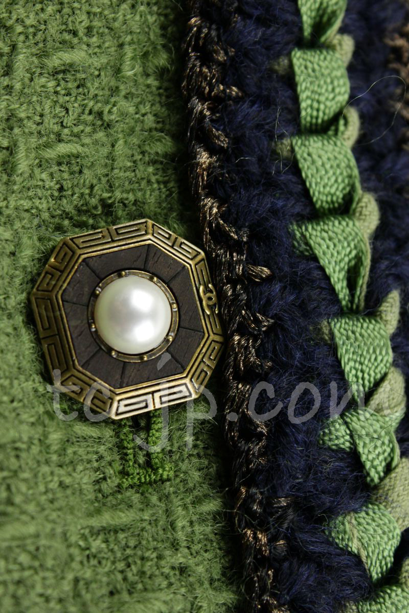 CHANEL 10PF Paris Shanghai Green Braid Skirt Jacket 36 シャネル グリーン・ブレイド・ジャケット スカート スーツ - TC JAPAN