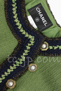CHANEL 10PF Paris Shanghai Green Braid Skirt Jacket 36 シャネル グリーン・ブレイド・ジャケット スカート スーツ - TC JAPAN