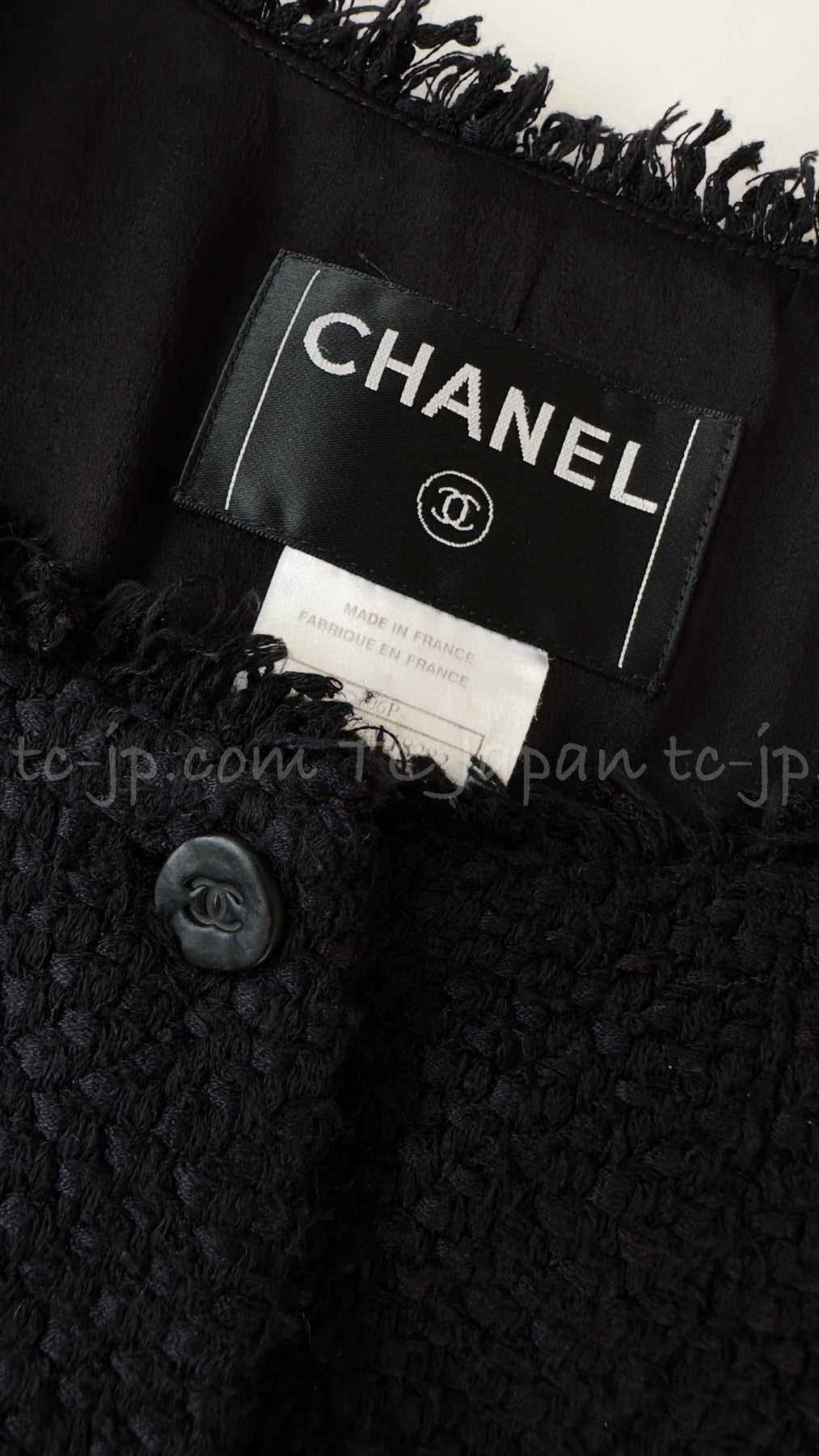 CHANEL 06S Black Collarless Tweed Jacket 38 シャネル ブラック・ツイード・ジャケット