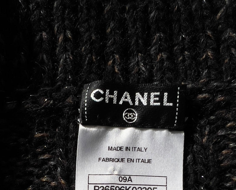 CHANEL 09A Black Brown Metallic Cashmere Wool Mohair Jacket Cardigan 36 38 シャネル ブラック・ブラウン・カシミア・ウール・モヘア・ジャケット・カーディガン 即発