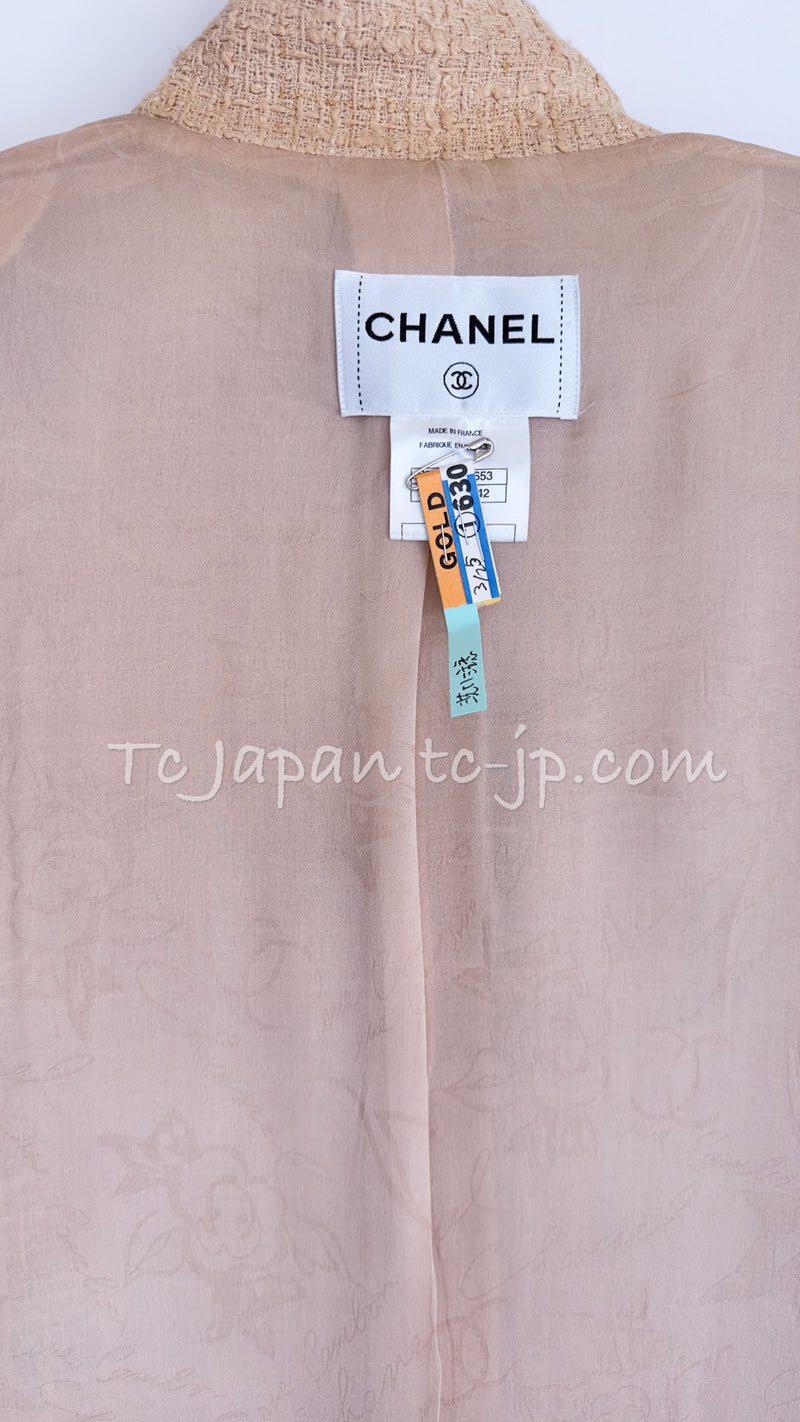 CHANEL 10S  Pink Beige Tweed Jacket 42 シャネル ピンク・ベージュ・ ツイード・ジャケット 即発