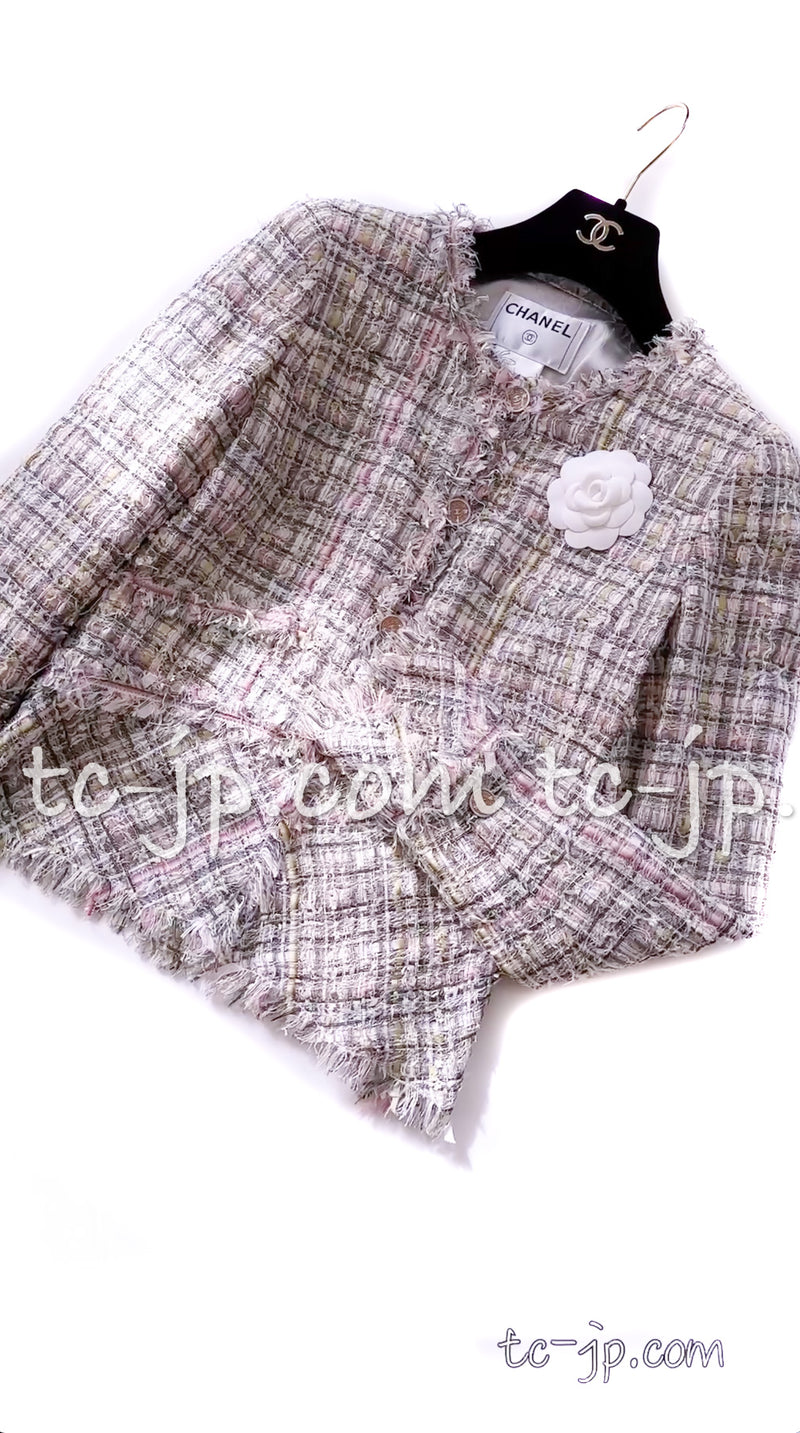 CHANEL 05S Pink Pastel Lesage Tweed Jacket Skirt Suit 38 シャネル ピンク パステル ルサージュ ツイード ジャケット スカート スーツ 即発
