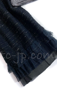 CHANEL 04A Black Raffle Tweed Dress Jacket 36 シャネル ブラック・ラッフル・ワンピース ジャケット 即発