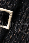 CHANEL 09A Black Brown Metallic Cashmere Wool Mohair Knit Jacket Cardigan 36 38 シャネル ブラック ブラウン カシミア ウール モヘア ニット ジャケット カーディガン 即発