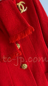 CHANEL 92A Iconic Collectible Scarlet Red Wool Tweed Jacket Basket Gold Button 36 38 シャネル スカーレット レッド コレクター限定品 ウール ツイード ジャケット バスケットボタン 即発