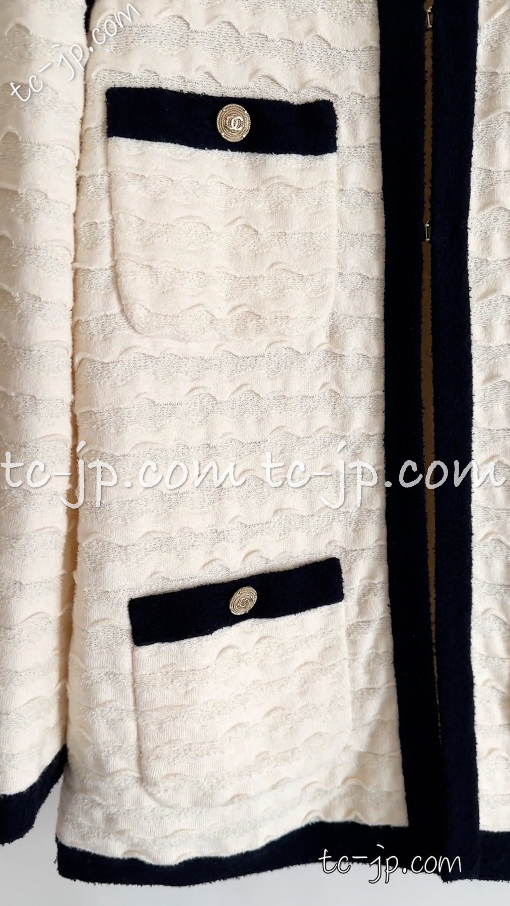 CHANEL 12C Ivory Cotton Cashmere Knit Dress Cardigan 38 42 シャネル アイボリー・カシミア混コットン・ワンピース・カーディガン 即発